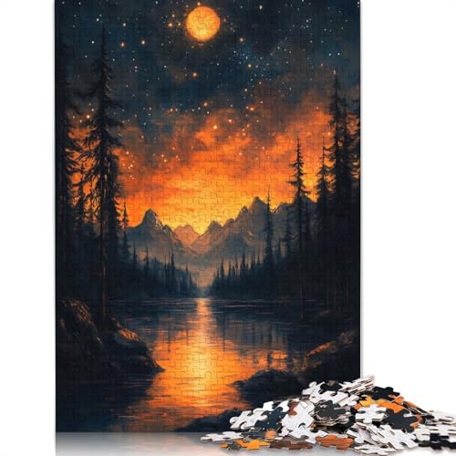 Sonnenuntergangslandschafts-Puzzle 520 Teile, Puzzlespiele für Erwachsene, Lernspielzeug, Puzzle für Weihnachts- und Geburtstagsgeschenke, 520 Teile (52 x 38 cm) von SOQWBYG