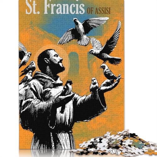 St. Francis Catholic Saint Puzzles 520-teiliges Puzzle für Erwachsene, Unmögliches Puzzle, Holzspielzeug, Puzzle, Herausforderndes Spiel, 520 Teile (52 x 38 cm) von SOQWBYG