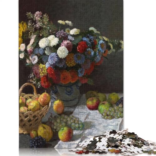 Stillleben, Blumen, Früchte, Puzzle, 1500 Teile, Puzzle für Erwachsene, Unmögliches Puzzle, Holzspielzeug, Puzzle, Herausforderndes Spiel, 1500 Teile (85 x 57 cm) von SOQWBYG