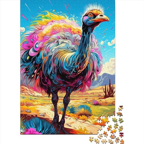 Straußenpuzzle, Premium-Puzzle aus 100% recyceltem Karton, rechteckig, für Erwachsene und Teenager, einzigartiges Geschenk, 38 x 26 cm, 1000 Teile von SOQWBYG