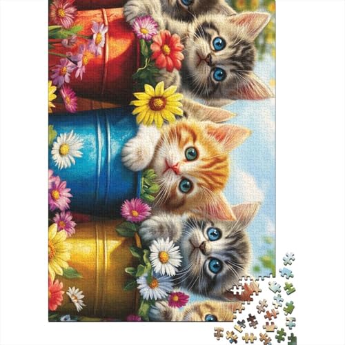 Süßes Kätzchen-Puzzle, 520 Teile, Holzpuzzle für Erwachsene, Puzzlespiele, Lernspielzeug, 520 Teile (52 x 38 cm) von SOQWBYG