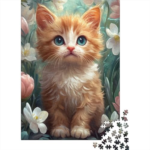 Süßes Katzen-Puzzle, 1000 Teile, Puzzle für Erwachsene, Unmögliches Puzzle, Holzspielzeug, Puzzle, Herausforderndes Spiel, 1000 Teile (75 x 50 cm) von SOQWBYG