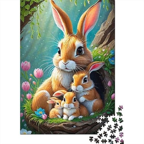 Süßes Osterhäschen-Puzzle, 1000 Teile, Holzpuzzle für Erwachsene, Puzzlespiele, Lernspielzeug, 1000 Teile (75 x 50 cm) von SOQWBYG