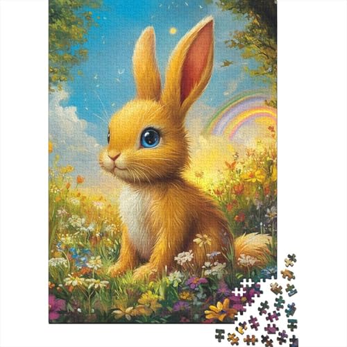 Süßes Osterhäschen-Puzzle, 1000 Teile, Holzpuzzle für Erwachsene, Puzzlespiele, Lernspielzeug, 1000 Teile (75 x 50 cm) von SOQWBYG