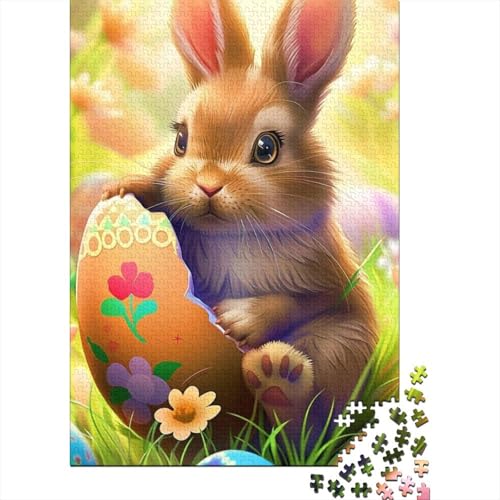 Süßes Osterhäschen-Puzzle, 1000 Teile, Holzpuzzle für Erwachsene und Wanddekoration zu Hause, 1000 Teile (75 x 50 cm) von SOQWBYG