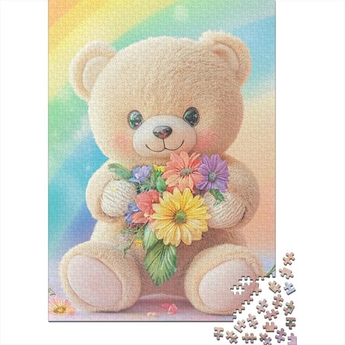 Süßes Teddybär-Holzpuzzle für Erwachsene, 1500 Teile, Puzzle für Puzzle ab 18 Jahren und Erwachsene, 1500 Teile (85 x 57 cm) von SOQWBYG