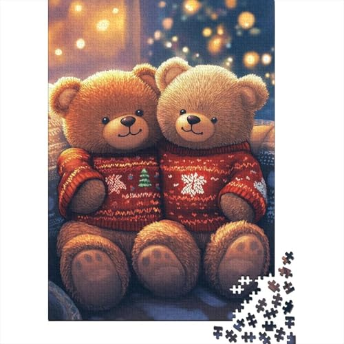 Süßes Teddybär-Puzzle, 1500 Teile, Holzpuzzle für Erwachsene, Puzzlespiele, Lernspielzeug, 1500 Teile (85 x 57 cm) von SOQWBYG