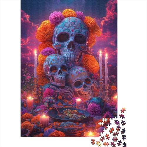 Tag der Toten Holzpuzzle für Erwachsene, 1500 Teile, Puzzle für Puzzle ab 18 Jahren und Erwachsene, 1500 Teile (85 x 57 cm) von SOQWBYG