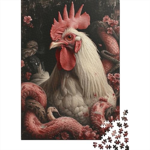 Tier-Hahn-Puzzle, 1000-teiliges Puzzle für Erwachsene, Unmögliches Puzzle, Holzspielzeug, Puzzle, anspruchsvolles Spiel, 1000 Teile (75 x 50 cm) von SOQWBYG