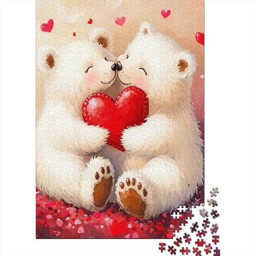 Valentinstags-Bär-Puzzle 1000 Teile, Puzzlespiele für Erwachsene, Lernspielzeug, Puzzle für Weihnachts- und Geburtstagsgeschenke, 1000 Teile (75 x 50 cm) von SOQWBYG