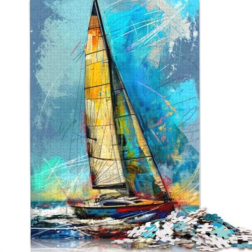 Yacht-Rennen-Sport-Puzzle, 1000 Teile, Holzpuzzle, Puzzlespiele für Erwachsene, Lernspielzeug, 1000 Teile (75 x 50 cm) von SOQWBYG