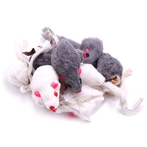 SOSOUL Echtes Kaninchen Fell MäUse Katzen Spielzeug - 12Er Pack Haustier und Kinder Spielzeug von SOSOUL