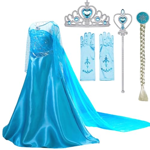SOTOTOO Elsa Prinzessinnen-Kostüm, langärmlig, mit Zubehör, für 2 / 6-7 Jahre, Blau von SOTOTOO