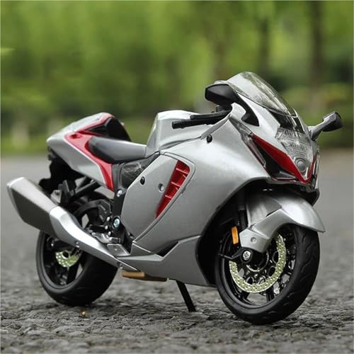 Motorradmodell 1/12 Alloy Diecast Motorrad Miniatur Modell Spielzeug Rad Lenkung Fahrzeuge Für Suzuki Für Hayabusa 2022(Silver) von SOUTES