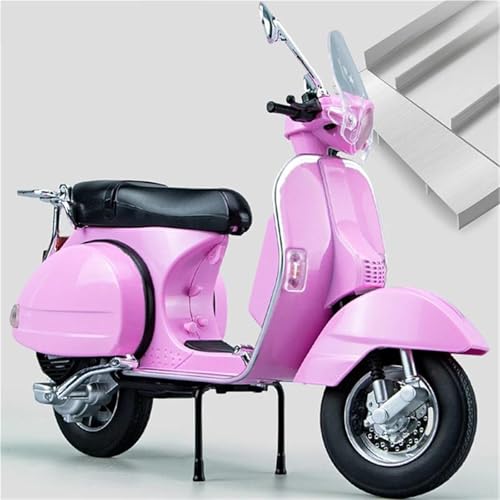 Motorradmodell 1:10 Für Vespa 125 Alu-Motorradmodell Aus Metall Simulation, Sound- Und Licht-Geschenke, Computer-Schreibtisch-Dekoration(Pink) von SOUTES