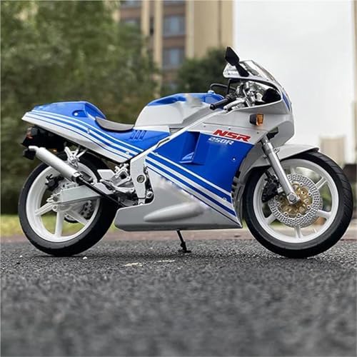 Motorradmodell Cross-Country-Rennmodell 1:12 Für H-ONDA NSR 250R SP R4 Für Rothmans MC18, Legierung, Motorrad, Desktop-Dekoration(Blu) von SOUTES