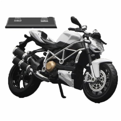 Motorradmodell Dekoratives Geschenk 1:12 Für Ducati Streetfighter S Legierungs-Motorrad-Druckgussmodell Mit Sound & Licht Für Den Schreibtisch(White) von SOUTES