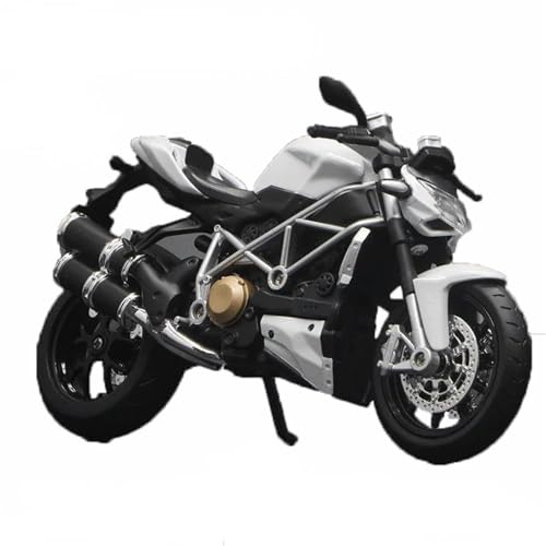 Motorradmodell Motorrad-Druckgussmodell Aus Aluminiumlegierung Mit Sound & Licht, Schreibtisch-Kollektion, Dekoratives Geschenk 1:12 Für Ducati Streetfighter S(White) von SOUTES