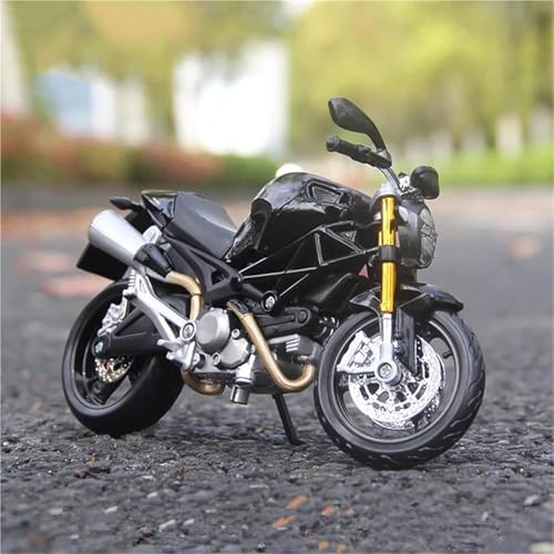 Motorradmodell Simulations-Druckguss-Metallspielzeug-Geschenk 1:12 Für Ducati Monster 696 Alu-Rennmotorradmodell Miniatursammlung(Nero) von SOUTES