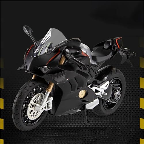 SOUTES Motorradmodell 1:12 Druckguss-Motorradmodell, Legierung, Sammlung, Hobby, Spielzeug, Geschenk, Offroad-Motorrad Für Ducati V4S Panigale(Nero) von SOUTES