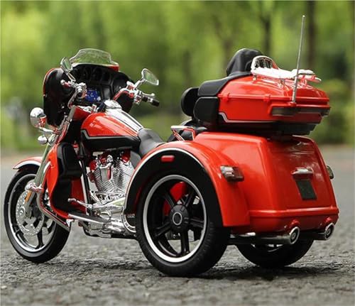 SOUTES Motorradmodell 1:12 Motorradmodelle, Druckguss, Tragbare Trikes, Modellbau, Spielzeug, Für Harley, Für Davidson, CVO, Für Tri Glide 2021(Orange) von SOUTES
