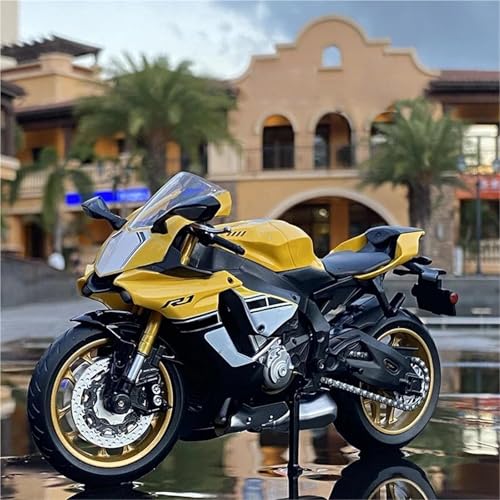 SOUTES Motorradmodell Cross-Country-Motorrad-Modellsammlung, Spielzeug, Geschenk 1:12 Für Yamaha YZF R1, Legierung, Rennsimulation, Druckgussmetall(Yellow) von SOUTES