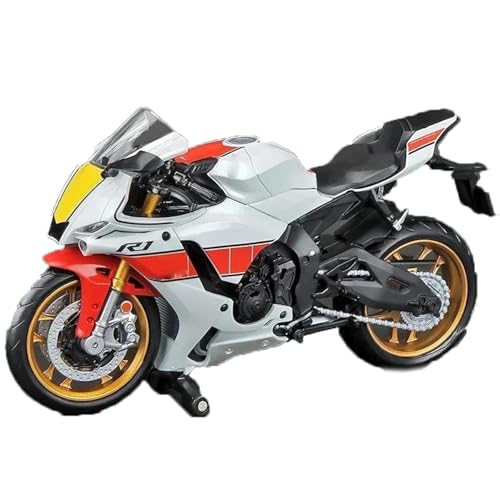 SOUTES Motorradmodell Motorrad-Legierungsornamente, Geschenke 1:12 Für Yamaha YZF-R1M 60. Jubiläum Rennmotorrad-Modellsammlung, Spielzeugauto, Geschenk(White) von SOUTES