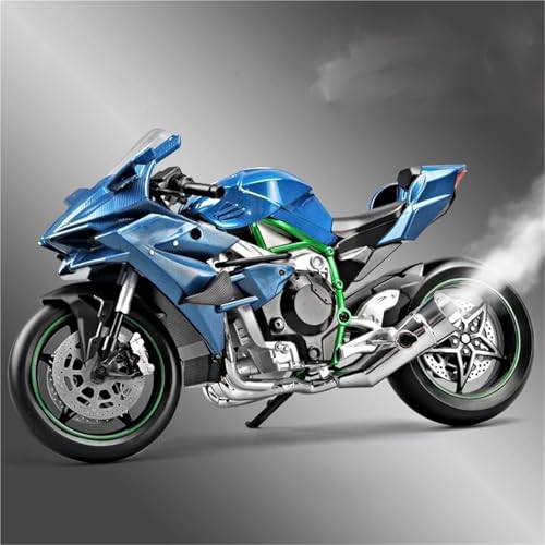 SOUTES Motorradmodell Motorradmodell Aus Aluminium, Modellbau, Spielzeug, Ornamente, Geschenke, 1:9, Für Kawasaki H2R(Blu) von SOUTES
