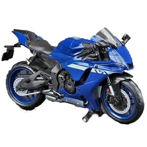 SOUTES Motorradmodell Rennmotorrad-Modellsammlung, Spielzeugauto, Geschenk, Motorräder, Legierung, Ornamente, Geschenke, 1/12, Für Yamaha YZF-R1M, 60. Jubiläum(Blu) von SOUTES
