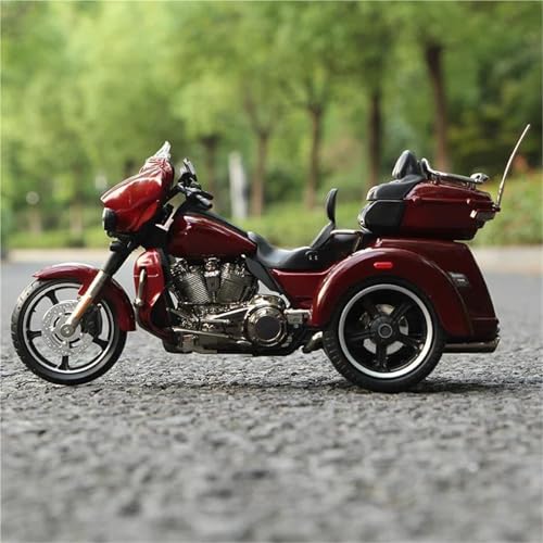 SOUTES Motorradmodell Spielzeug-Motorrad-Trikes, Miniaturmodell Aus Druckgussmetall, 1:12, Sammlergeschenk Für Harley, Für Davidson, CVO, Für Tri Glide 2021(Rosso) von SOUTES
