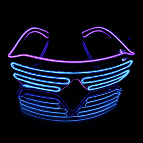 SOUTHSKY LED Leuchtbrille Leuchtend Brille Neuheit mit Licht Neon Lichter Blinker EL Draht Glowing Für Nacht Pub Halloween Kostüm Cosplay Party(Violett+Blau) von SOUTHSKY