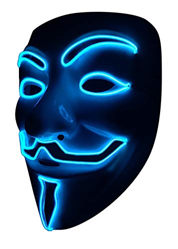SOUTHSKY LED Maske V For Vendetta Maske EL Draht Leuchten Für Halloween Kostüm Cosplay Party(V-Blue)(V-Blau) von SOUTHSKY