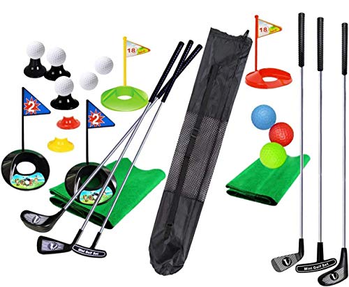 Golf-Set mit 3 Golfruten und 27 Golf-Übungs-Sets mit schwarzer Reisetasche für 1 bis 6 Jahre alte Golfer von SOWOFA
