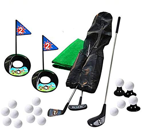 Golf-Spielzeug-Spielset, Golfer, 3 Golf-Ruten & 24 Golf-Übungssets mit schwarzer Reisetasche für Kinder mit Rucksack von SOWOFA