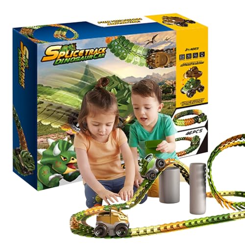 Puzzle-Track-Car-Spielset - Dinosaurier-Rennwagen-Puzzlebahn - Verfolgt veränderbare Rennwagenspielzeuge, um die Fantasie von Kindern über 3 Jahren zu trainieren Soydan von SOYDAN