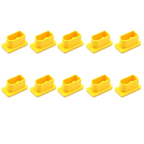 10 Stück XT60 XT60H Stecker/Buchse Stecker Staubkappe PVC Schutzhülle Anti-Schmutzkappe Schutzschale Gelb/Schwarz für RC Flugzeug Drohne (10 Stück Gelb Buchse) von SPARKHOBBY