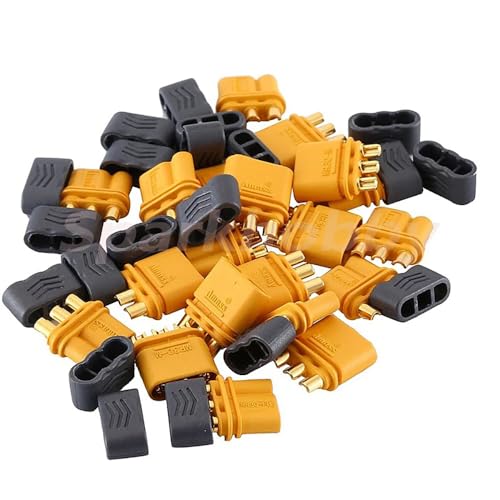 SPARKHOBBY 10PCS 5Paare Amass MR30 Stecker Buchse Stecker mit Mantel Hochstrom dreipoliger gerader Kopfstecker für RC Drohnen ACCS (5Paare MR30) von SPARKHOBBY