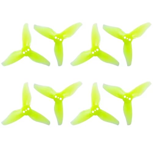 SPARKHOBBY 16PCS 8Paare GFan 2023 3-Blatt Propeller 2 Zoll 3 Löcher 1,5mm Center Hole Durchmesser CW CCW Requisiten für RC Zahnstocher FPV Drohne (16PCS 2023 gelb) von SPARKHOBBY