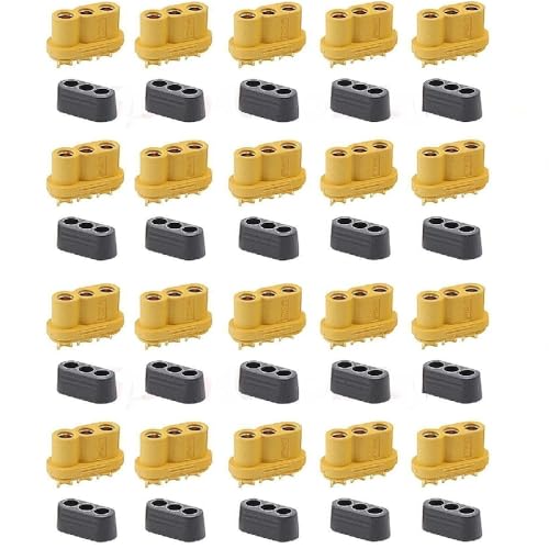 SPARKHOBBY Amass MR60PW Stecker MR60 Buchse Dreiadriger vergoldeter ESC-Motorstecker für RC-Flugzeuge Batteriemodell ACCS Teile DIY (20PCS MR60-F) von SPARKHOBBY