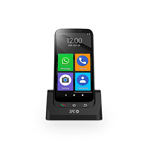 SPC Zeus 4G PRO + Gehäuse – Smartphone für Senioren 4G, Einfacher Modus mit großen Symbolen, SOS-Taste, Fernkonfiguration, physische Tasten, 3GB RAM, 32GB ROM, 13MP Kamera, Android 11, Ladestation von SPC