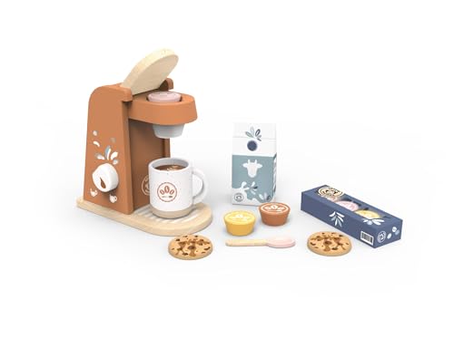 Speedy Monkey Spielzeug-Kaffeemaschine - Schönes Design | Nachhaltiges Spielküchenzubehör aus Holz mit FSC-Holz & glatten Kanten | Perfektes Kinder Holzspielzeug Kleinkind | Spielzeuggeschenk für von SPEEDY MONKEY