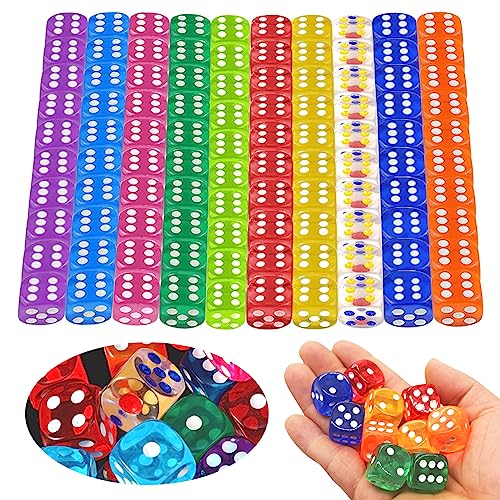 SPERMUOY 100 Würfel Transparent Set 12mm Sechsseitiger Stück Acryl Spielwürfel Bunt würfel Set Würfelspiele Tischspiele bunt würfelspiel dice Spiel acryl von SPERMUOY