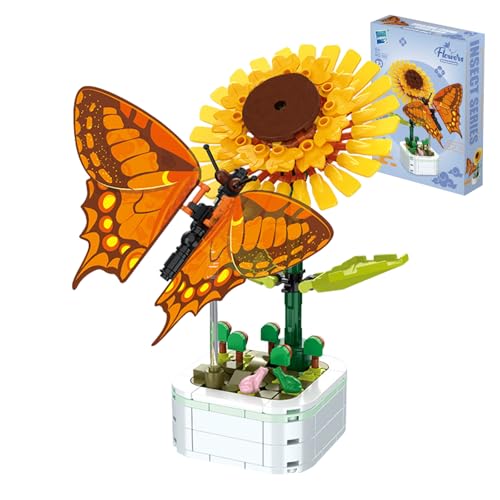 SPERMUOY Blumen Bausteine Set,Klemmbausteine Blumen,DIY Bauspielzeugsets Bouquet Baustein, Blumenstrauß mit Blumensockel Botanische Sammlung DIY-Baukasten von SPERMUOY