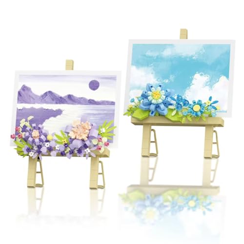 SPERMUOY klemmbausteine Blumen,2 Stück Blumen Bausteine Set Künstliche Blumen Bausatz DIY Bauspielzeugsets Bouquet Baustein,Blumenstrauß Bausteinset für Mädchen Jungen von SPERMUOY