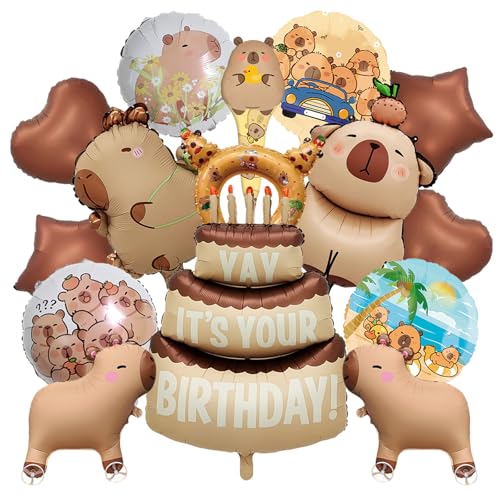 SPERMUOY Capybara geburtstag deko,15 Stück capybara geburtstag luftballon Capybara party ballons deko Capybara kinder balloons für Jungen mädchen Geburtstag Party von SPERMUOY