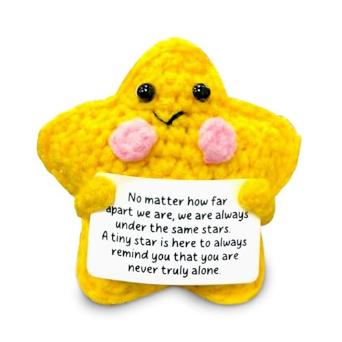 SPERMUOY Glücksbringer Gehäkelte Sterne Pocket Hug Mutmacher Geschenk Sterne Kuscheltier Positive Geschenke Plushie Emotional Support Geschenk für Freunde und Eltern von SPERMUOY