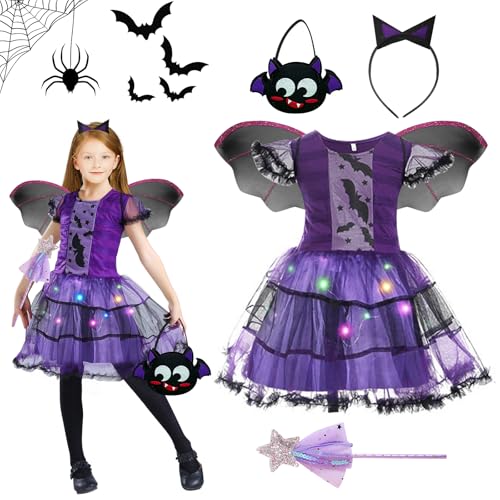 SPERMUOY Fledermaus Kostüm Mädchen,Halloween kostüm mädchen Fledermaus mit Fledermausflügel und fledermaus kleid,Halloween Kostüm Kinder Mädchen Cosplay für Karneval Party Tutu Kleid Fasching SPERMUOY Fledermaus Kostüm Mädchen,Halloween kostüm mädchen Fledermaus mit Fledermausflügel und fledermaus kleid,Halloween Kostüm Kinder Mädchen Cosplay für Karneval Party Tutu Kleid Fasching von SPERMUOY