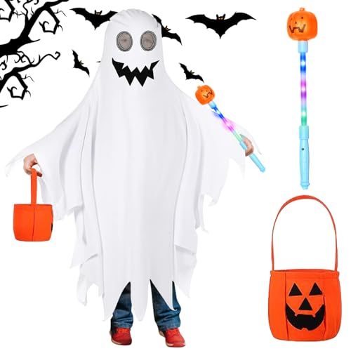 SPERMUOY Gespenst kostüm kinder,Geist kostüm kinder Weiß GeisterUmhang Kinder mit Kürbistasche,Weiß Geisterumhang Kinderkostüm,Gespenster Kostüm Kinder für Halloween Party SPERMUOY Gespenst kostüm kinder,Geist kostüm kinder Weiß GeisterUmhang Kinder mit Kürbistasche,Weiß Geisterumhang Kinderkostüm,Gespenster Kostüm Kinder für Halloween Party von SPERMUOY