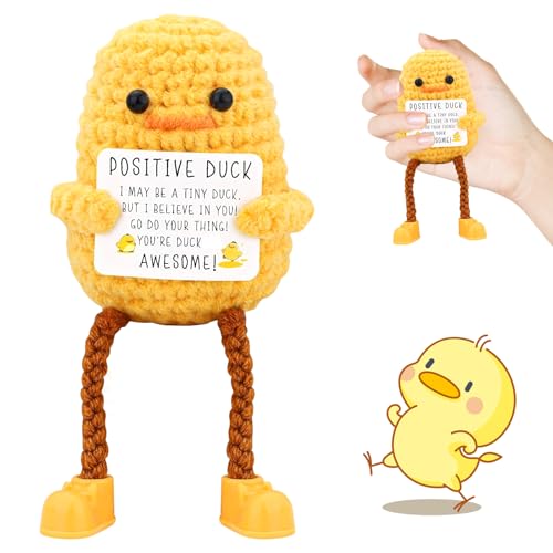 SPERMUOY Pocket Hug Positive Enten,Positive Duck Kreative Strickwolle Ente Puppe,Duck Positive Geschenke,Glücksbringer Pocket Hug Ente Geschenk für Freunde Eltern Kinder von SPERMUOY