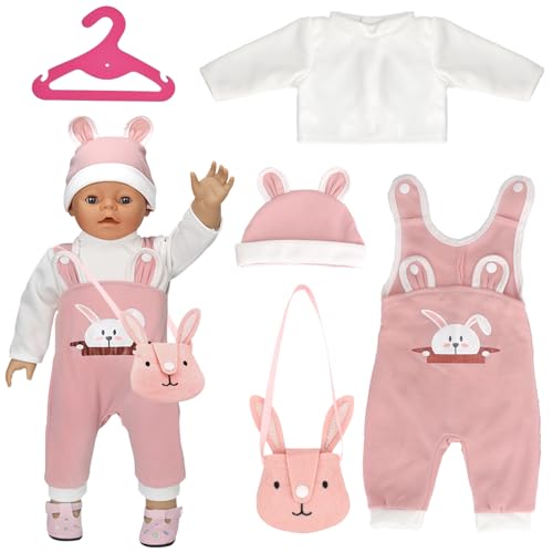 SPERMUOY Puppenkleidung 43 cm, Outfits für Baby Puppen 35-43 cm Mit Kleiderbügel Hasenpackung (Keine Puppe) von SPERMUOY